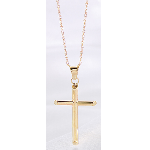Gold Classics(tm) Gold 3D Hollow Cross Necklace