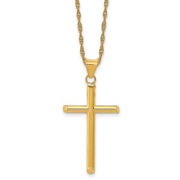Gold Classics(tm) 14kt. 18in. 3D Polished Cross Pendant Necklace