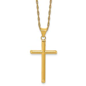Gold Classics(tm) 14kt. 18in. 3D Polished Cross Pendant Necklace