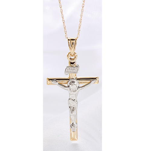 Gold Classics(tm) 14kt. Two-Tone INRI Crucifix Necklace