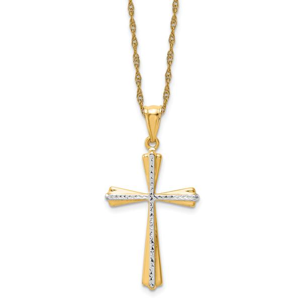 Gold Classics(tm) 14kt. 18in. Diamond Cut Cross Pendant