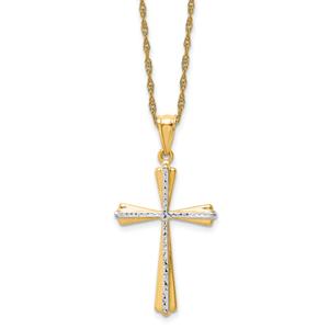 Gold Classics(tm) 14kt. 18in. Diamond Cut Cross Pendant