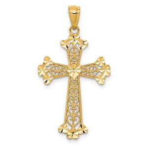 Gold Classics(tm) 14kt. 18in. Filigree Hearts Cross Pendant Necklace