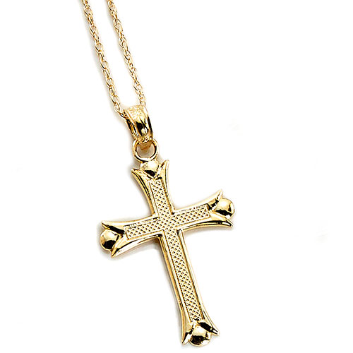 Gold Classics(tm) Fleur De Lis 14kt. Gold Cross Necklace