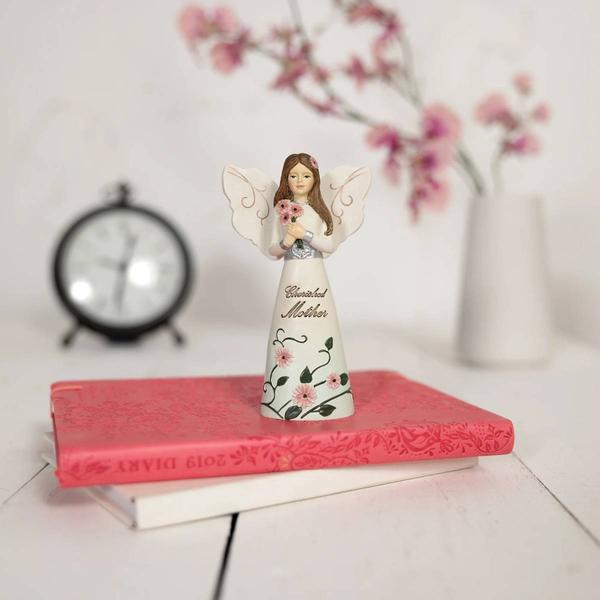 Pavilion Elements Mother Angel Holding Daisies Figurine alternate view