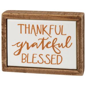 Primitives By Kathy Grateful Mini Box Sign