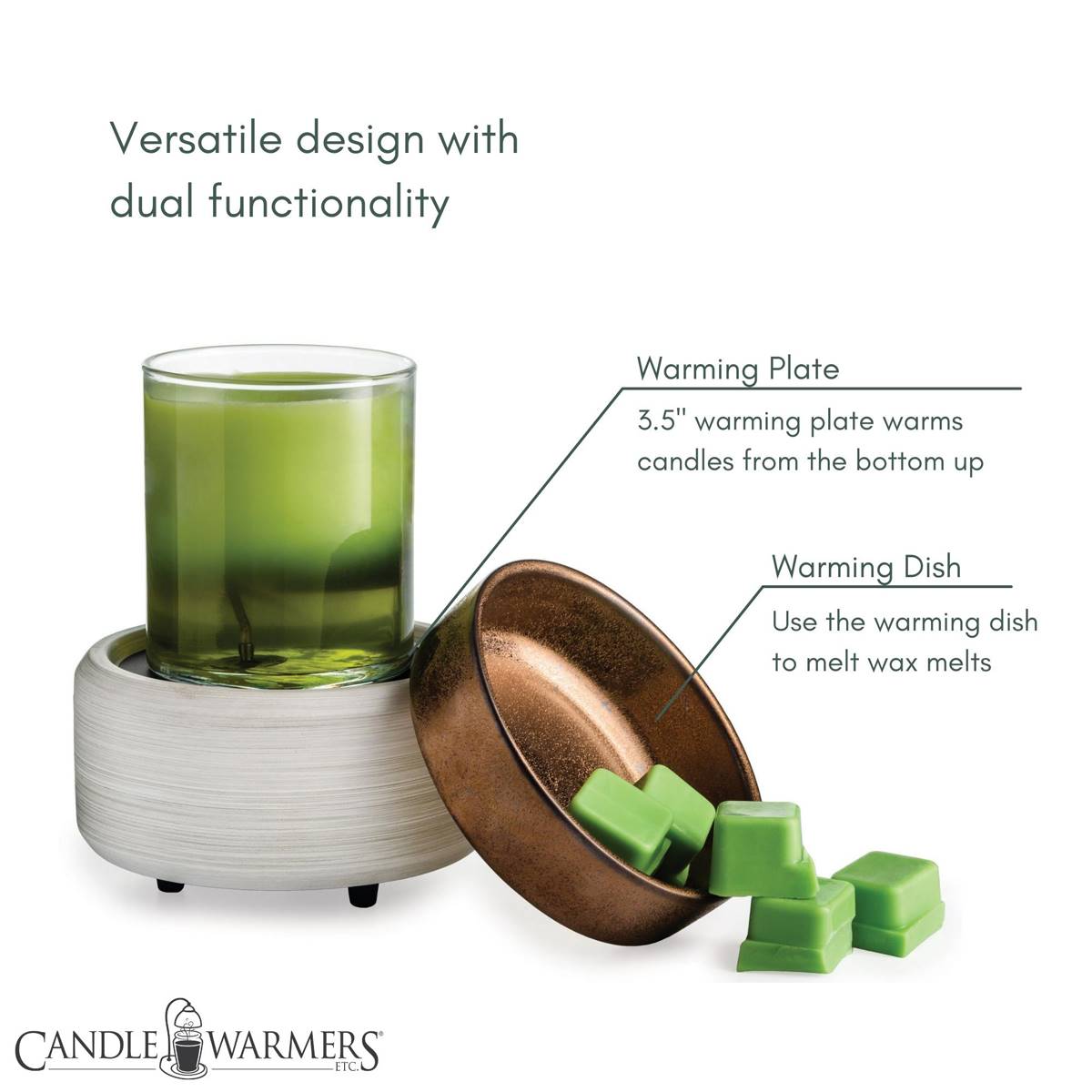 Candle Warmers Etc. Whitewashed Bronze 2-in-1 Wax Warmer