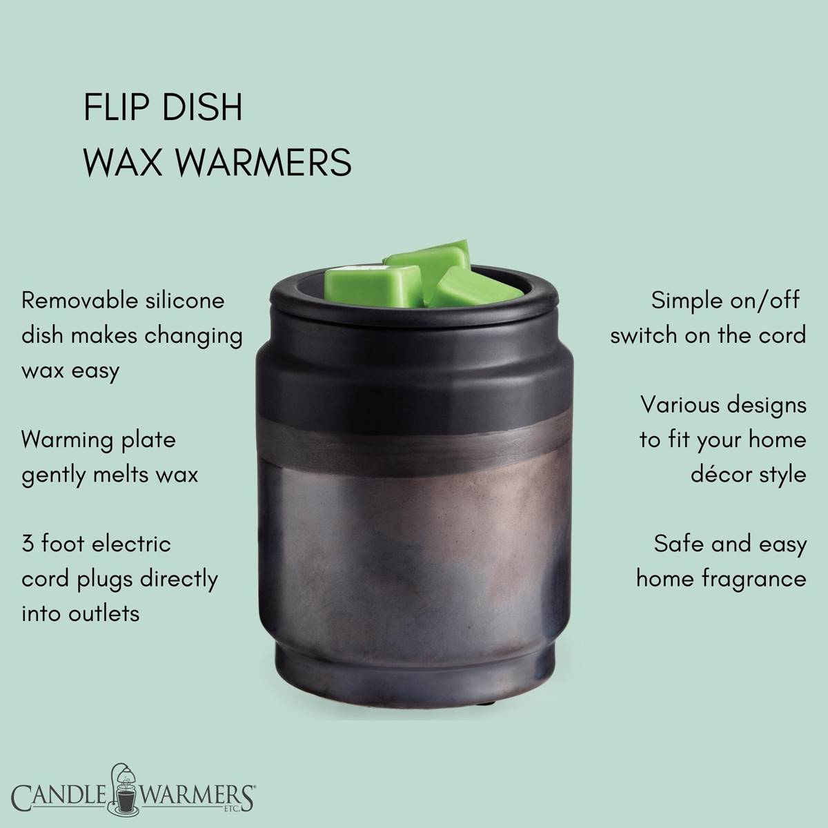 Candle Warmers Etc. Black Dipped Flip Dish Wax Warmer