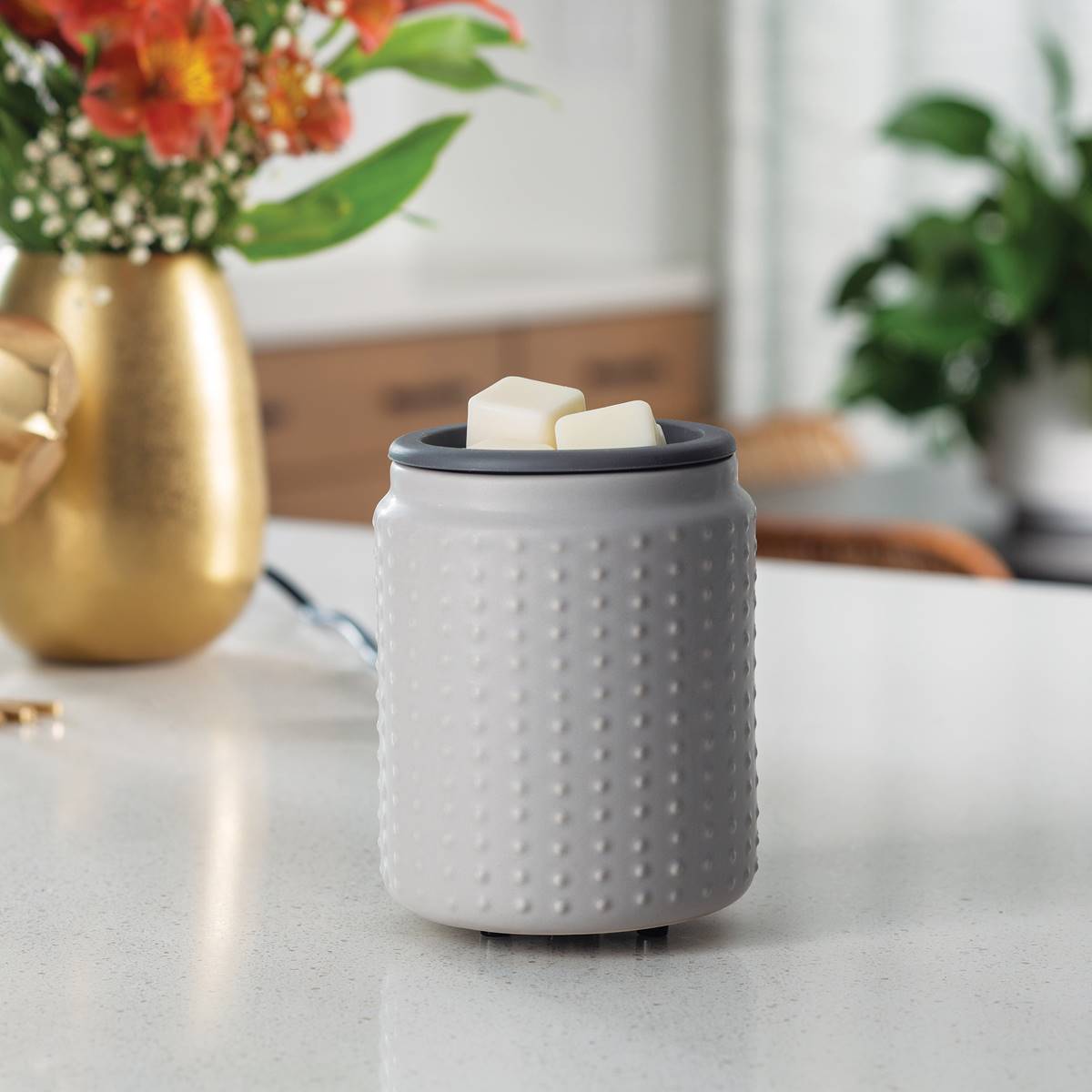 Candle Warmers Etc. Gray Hobnail Flip Dish Wax Warmer