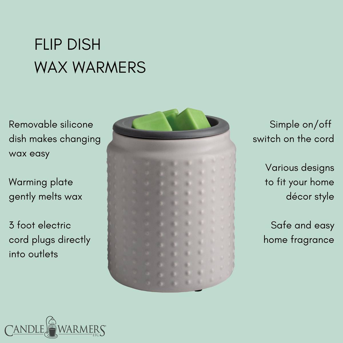 Candle Warmers Etc. Gray Hobnail Flip Dish Wax Warmer