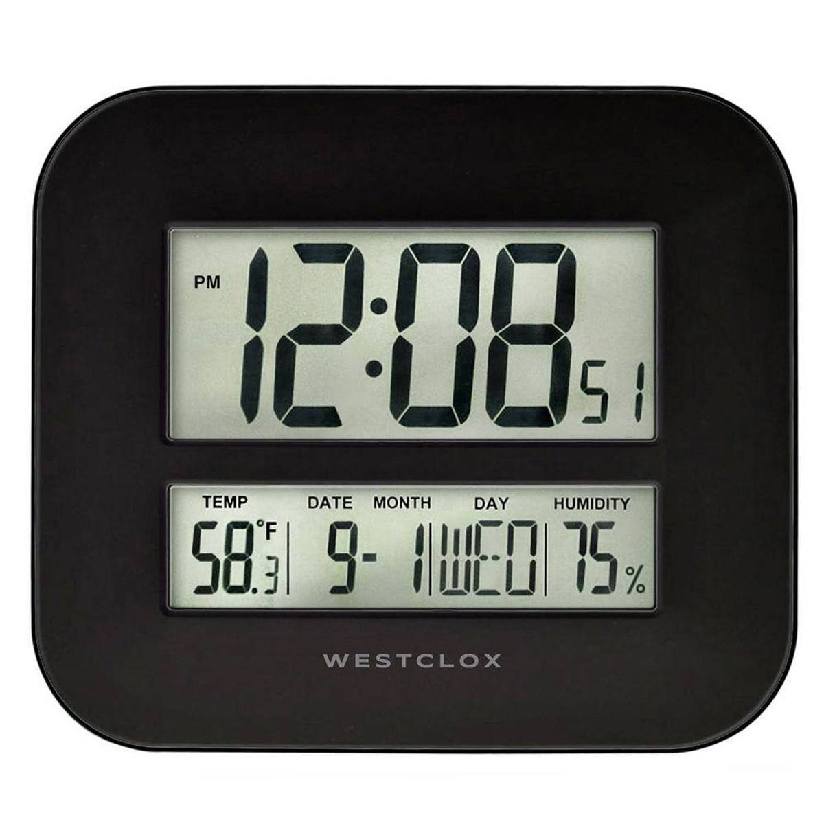 Westclox Large Digital Wall Clock W/ Date & Temp