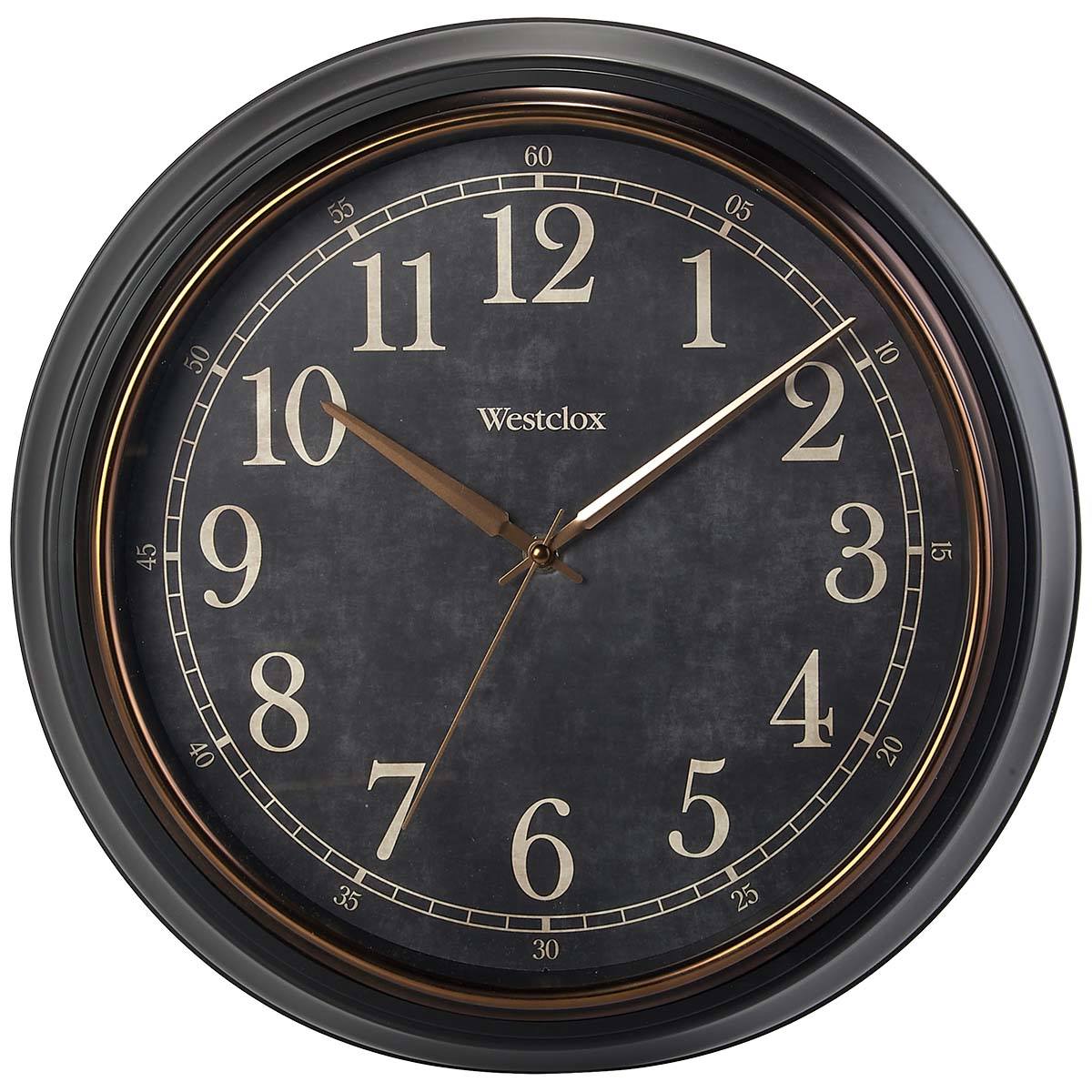 Westclox 15.5in. Black & Bronze Wall Clock
