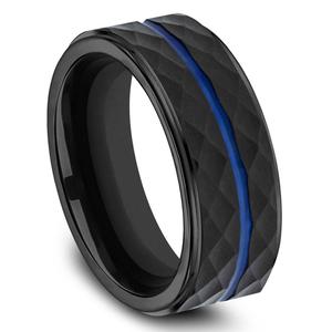 Mens Endless Affection(tm) 8mm Black Cobalt Faceted Wedding Band alternate view