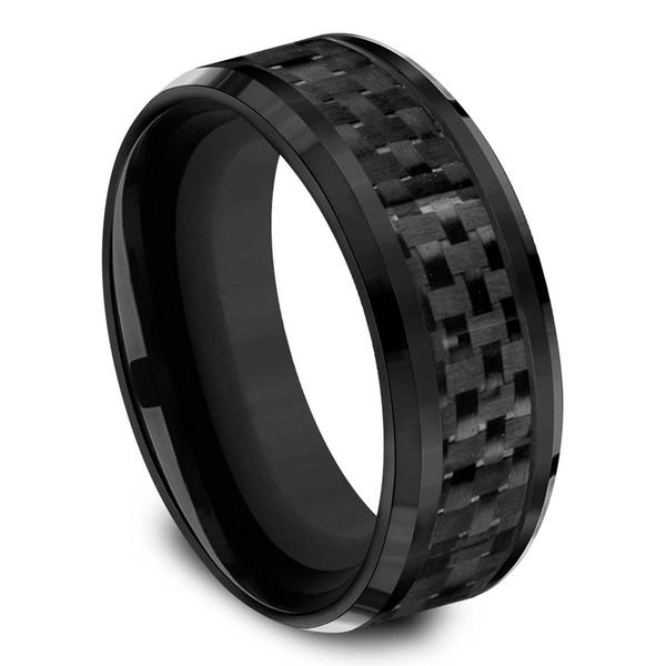 Mens Endless Affection(tm) 8mm Black Titanium Wedding Band alternate view