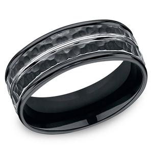 Mens Endless Affection(tm) 8mm Black Cobalt Hammered Wedding Band