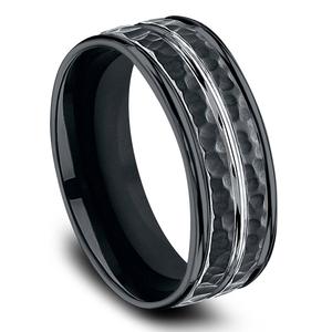 Mens Endless Affection(tm) 8mm Black Cobalt Hammered Wedding Band alternate view