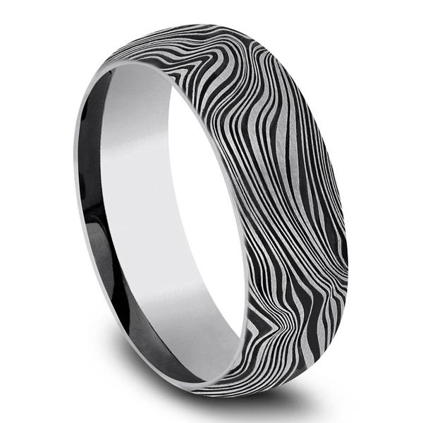Mens Endless Affection(tm) 8mm Tungsten Marble Wedding Band alternate view