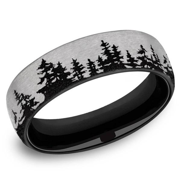 Mens Endless Affection(tm) 6.5mm Titanium Treeline Wedding Band