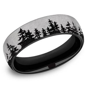 Mens Endless Affection(tm) 6.5mm Titanium Treeline Wedding Band