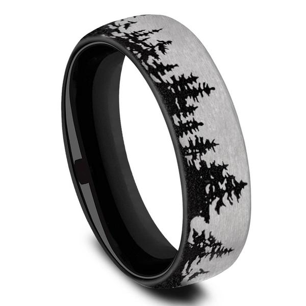 Mens Endless Affection(tm) 6.5mm Titanium Treeline Wedding Band alternate view