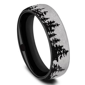 Mens Endless Affection(tm) 6.5mm Titanium Treeline Wedding Band alternate view
