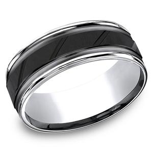 Mens Endless Affection(tm) 8mm Cobalt Black Cut Center Band Ring