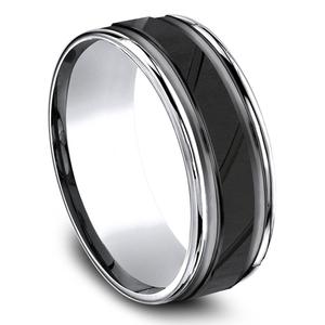Mens Endless Affection(tm) 8mm Cobalt Black Cut Center Band Ring alternate view