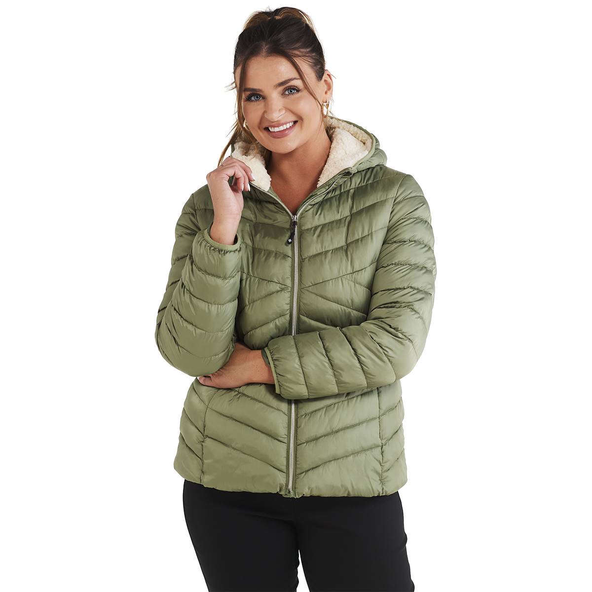 Womens Big Chill Faux Packable Hooded Jacket