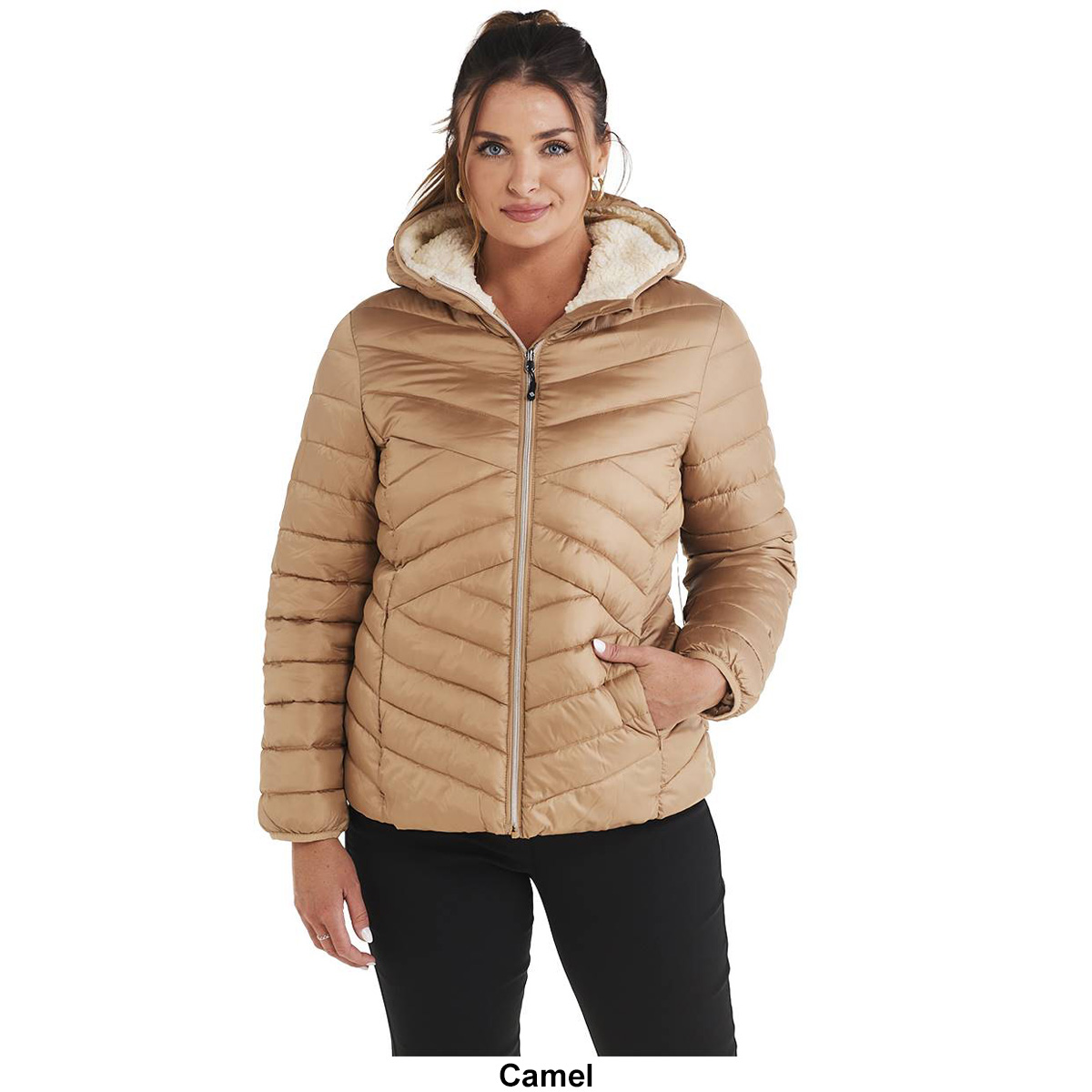 Womens Big Chill Faux Packable Hooded Jacket