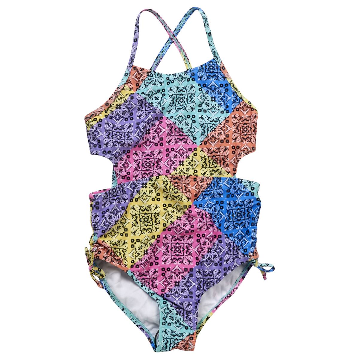 Girls (7-16) Kensie Girl Paisley Patchwork One Piece Swimsuit