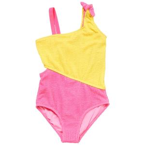Girls (4-6x) Kensie Girl Textured Color Block One Piece Swimsuit