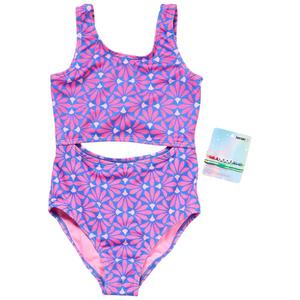 Girls(7-16) Kensie Girl Geo Floral Cutout One Piece Swimsuit alternate view