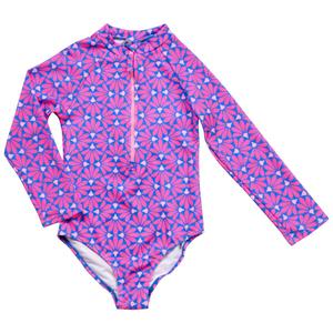 Girls (7-16) Kensie Girl Textured Floral One Piece Rashguard