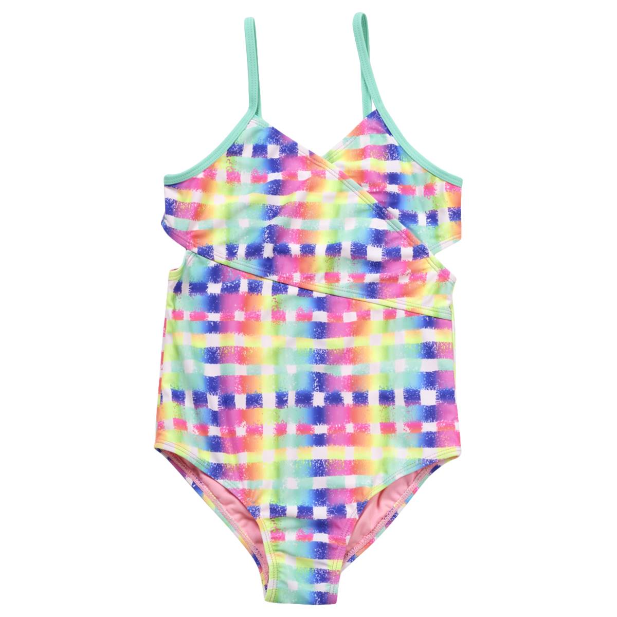 Girls (7-16) Limited Too Tie Dye Gingham One Piece Swimsuit