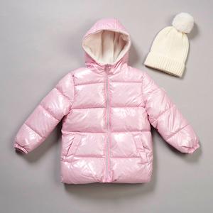 Girls (4-6x) Pink Platinum(R) Foil Grid Puffer Jacket with Beanie