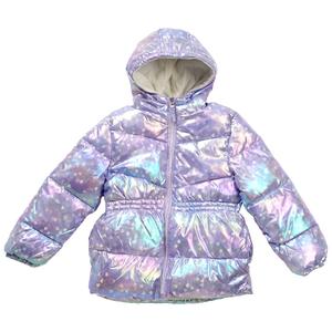 Girls (4-6x) Pink Platinum(R) Iridescent Heart Puffer Coat