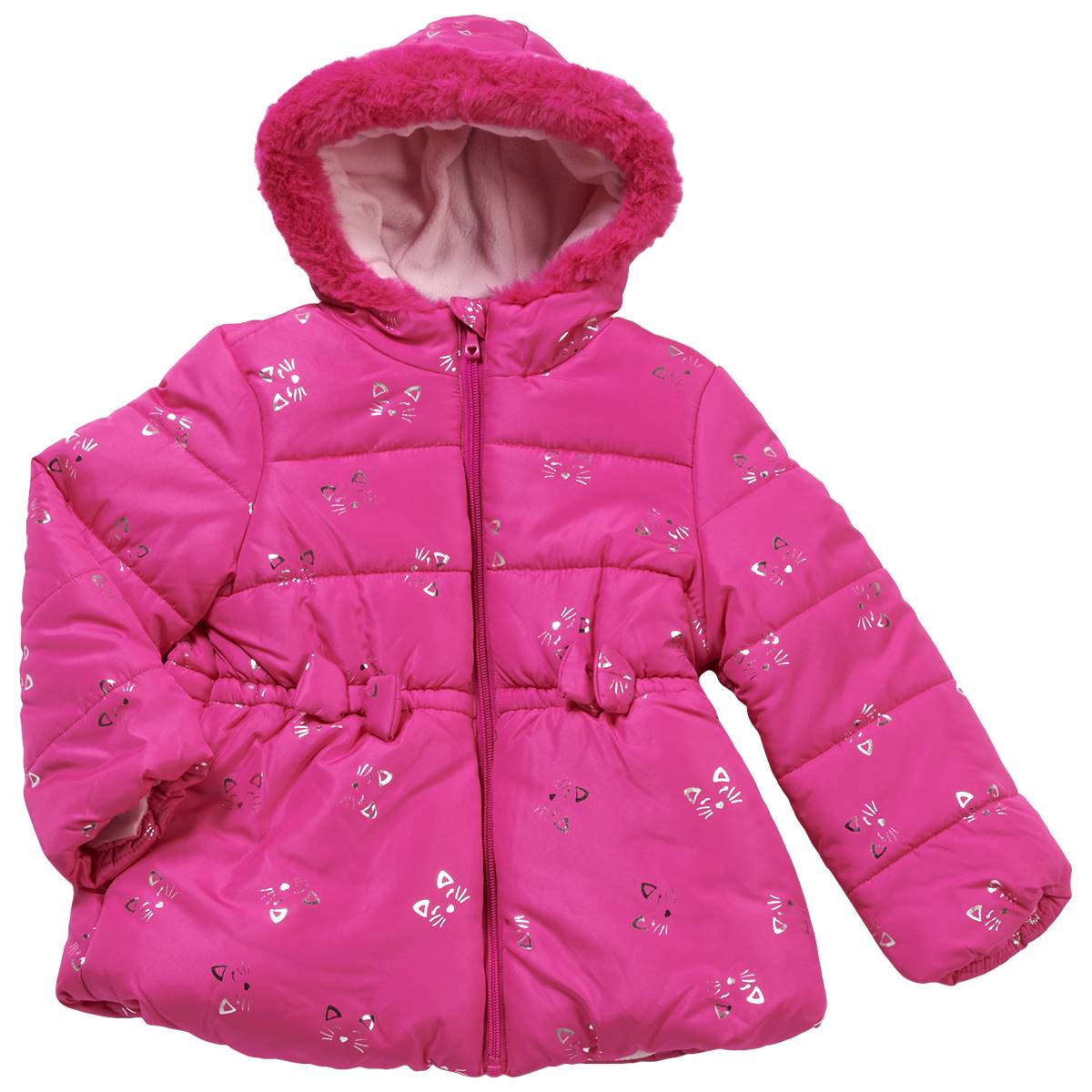 Girls (4-6x) Wippette Cat Face Foil Quilted Peplum Puffer Coat