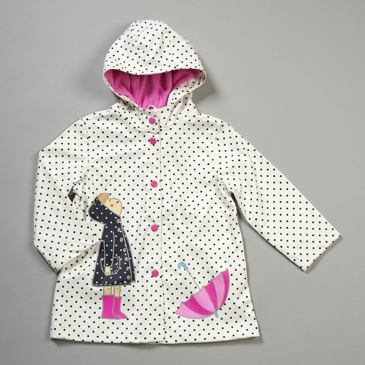 Girls (4-6x) Pink Platinum(R) Polka Dot Rain Jacket W/ Little Girl