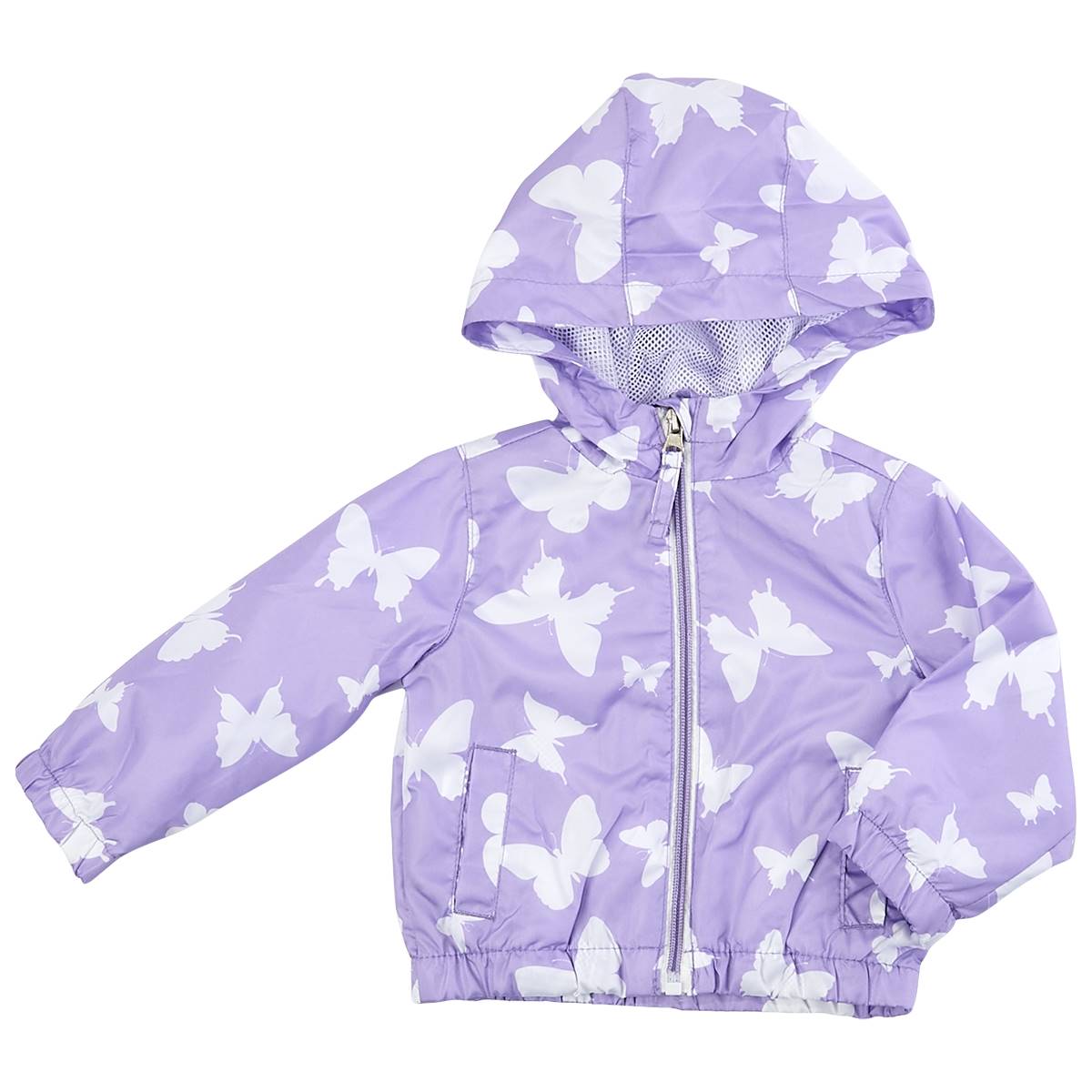 Baby Girl (12-24M) Pink Platinum Butterfly Windbreaker Jacket