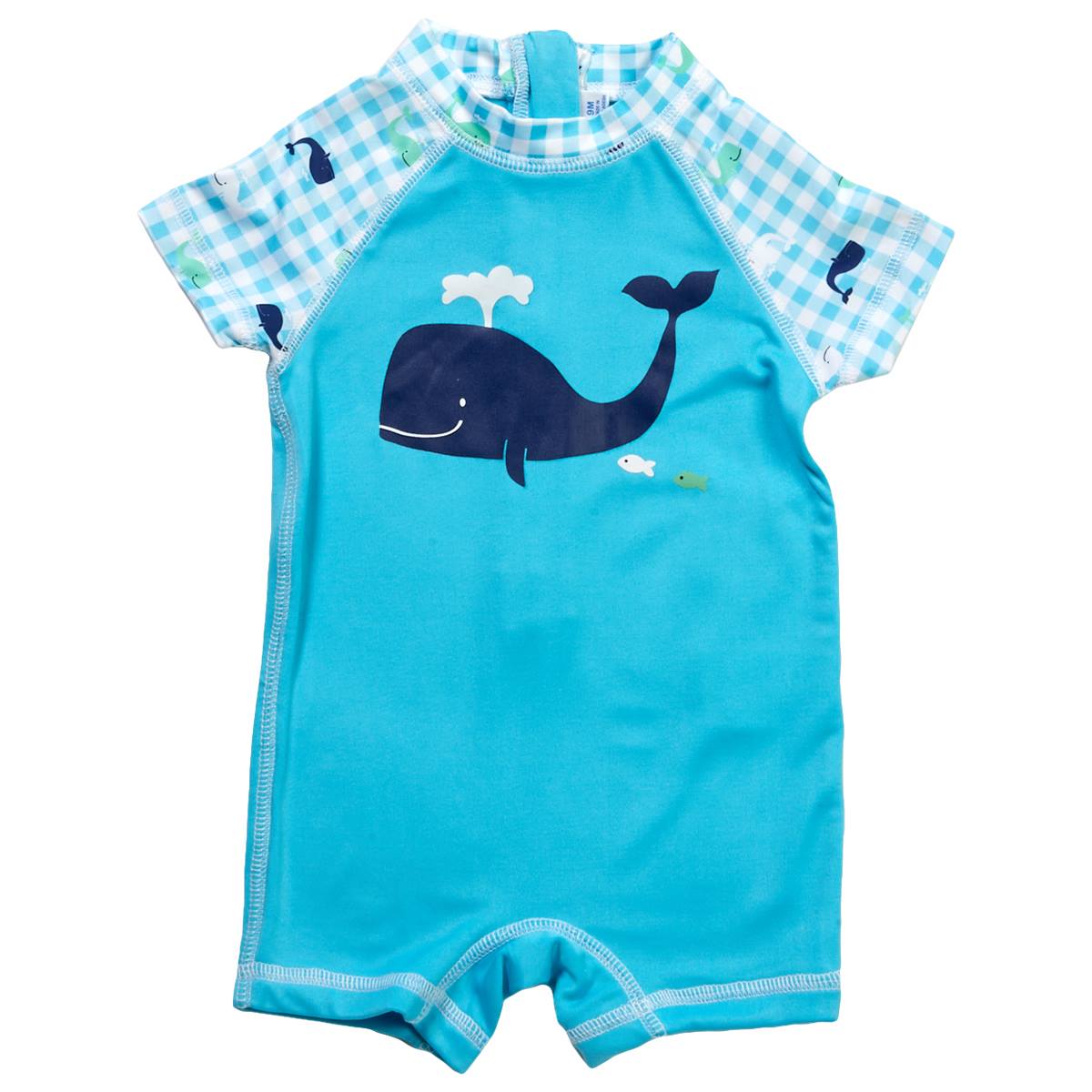 Baby Boy (9-18M) Wipette Whale Rash Guard One Piece Swimsuit