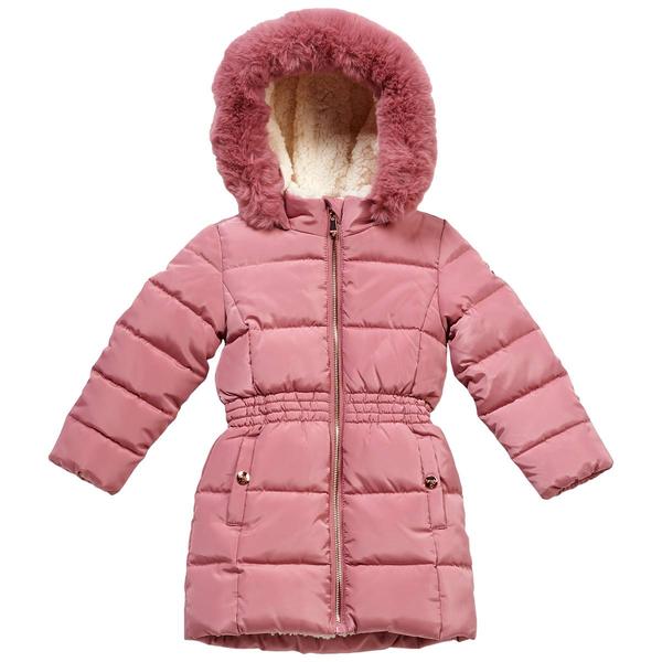 Toddler Girl Kensie Girl Cinched Waist Anorak Puffer Sherpa Coat