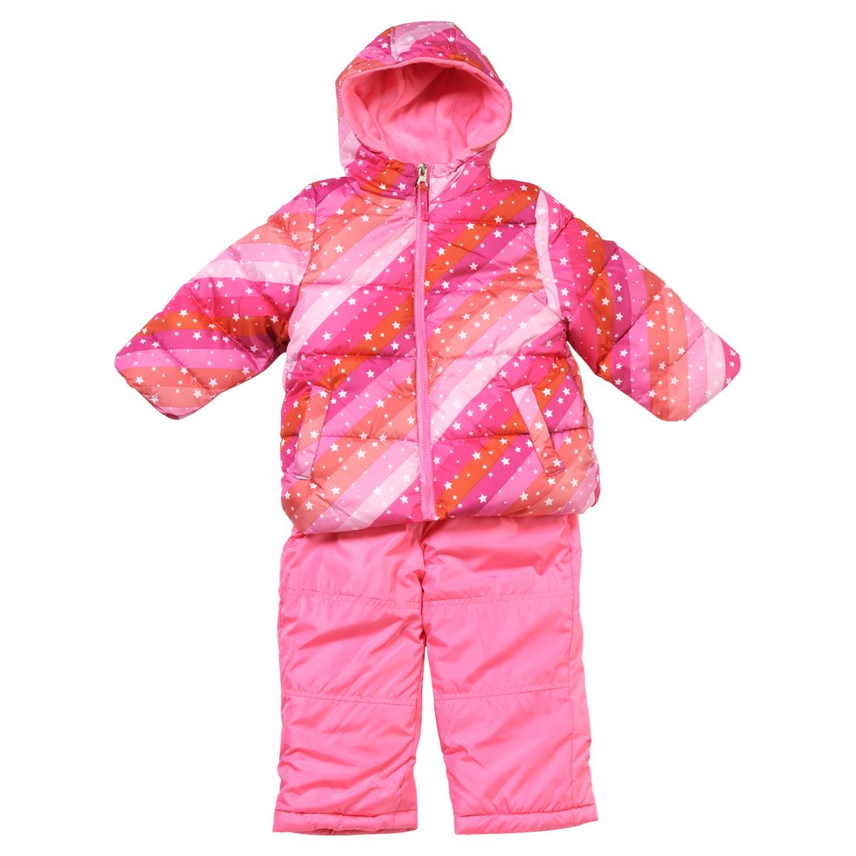 Baby Girl (12-24M) Pink Platinum Stars & Stripes Snowsuit