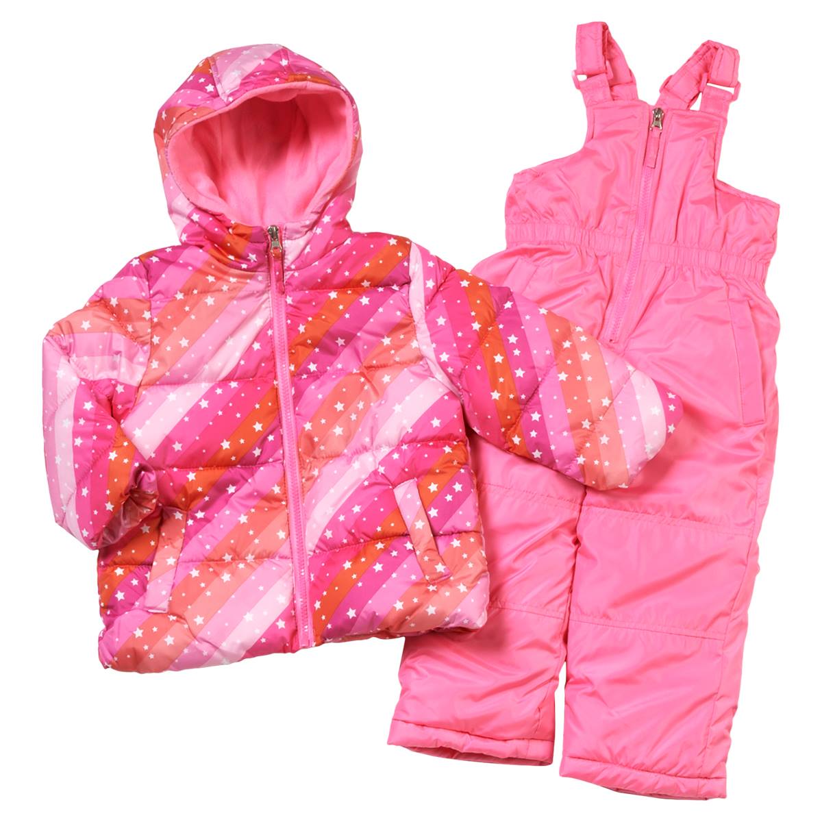Baby Girl (12-24M) Pink Platinum Stars & Stripes Snowsuit