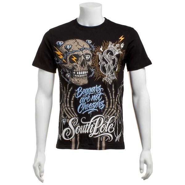 Young Mens SOUTHPOLE(R) Rhinestone Skull & Flames Tee