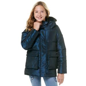 Girls (7-16) Kensie Girl Iridescent Faux Fur Hooded Puffer Coat