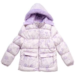 Girls (7-16) Pink Platinum(R) Flocked Floral Puffer Coat