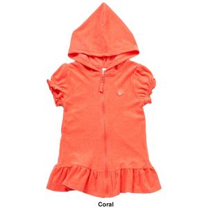 Girls (4-6x) Pink Platinum(R) Hooded Terry Zip Swim Cover-Up alternate view