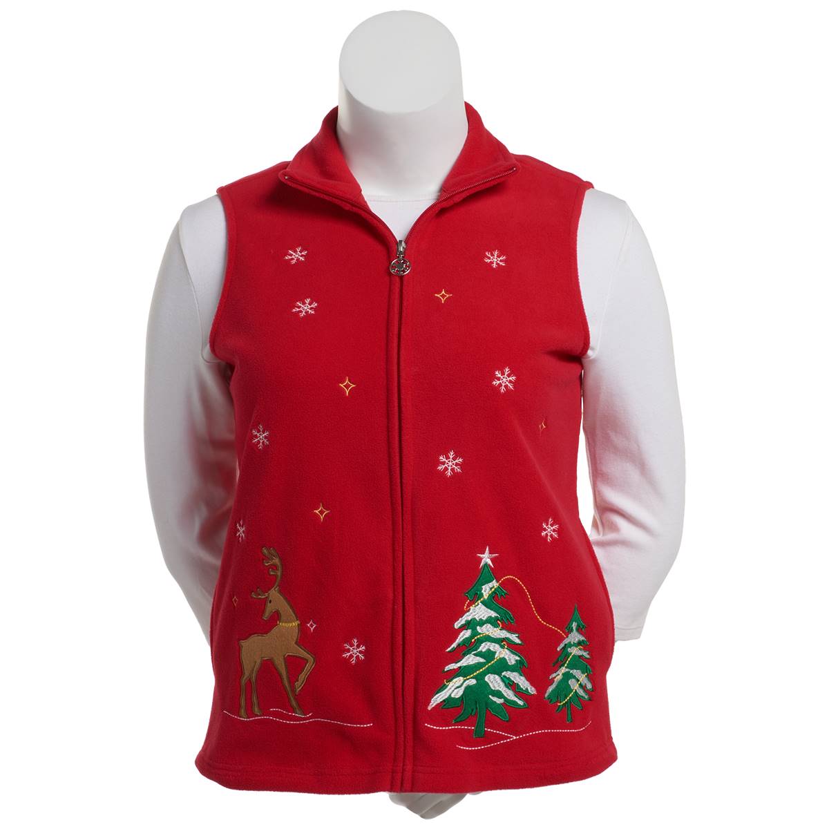 Womens Hasting & Smith Polar Fleece Winter Reindeer Vest