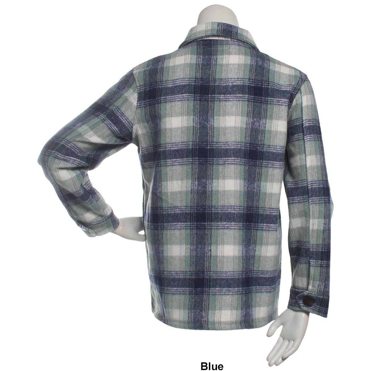 Womens Jason Maxwell Long Sleeve Wool Brushed Plaid Shacket