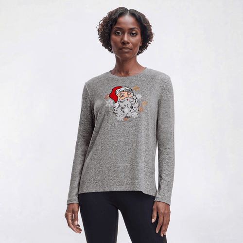 Womens Hasting & Smith Long Sleeve Santa Hacci Tee